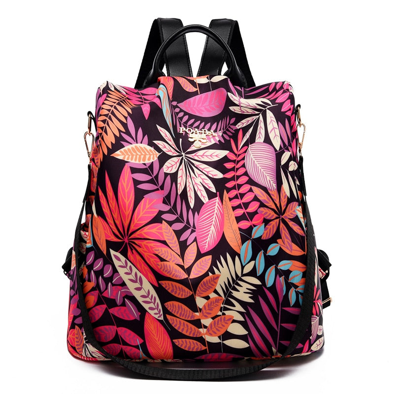 Sac à Dos Convertible Bandoulière Femme Plantes roses  