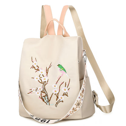 Sac à Dos Convertible Bandoulière Femme Fleurs crème  