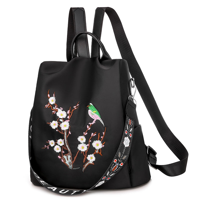 Sac à Dos Convertible Bandoulière Femme Fleur noir  