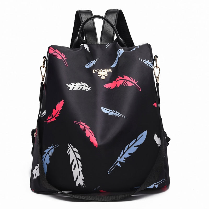 Sac à Dos Convertible Bandoulière Femme Plumes rouge et bleu  