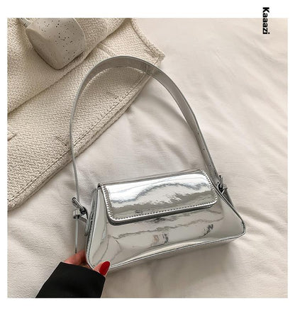 Sac à Bandoulière Vernis Noir Argenté  