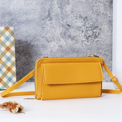 Pochette Cuir Bandoulière Femme Jaune  