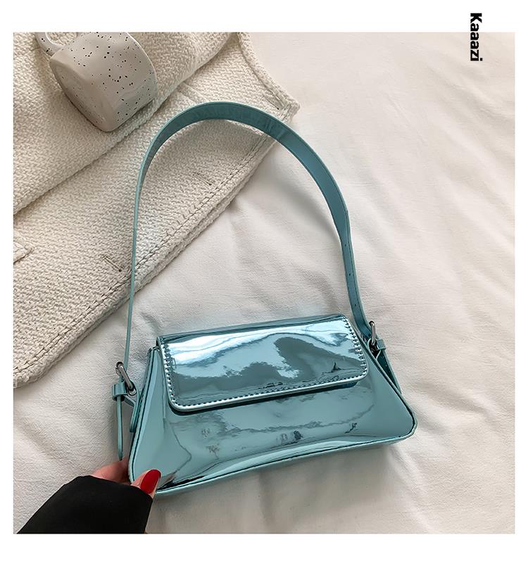 Sac à Bandoulière Vernis Noir Bleu  