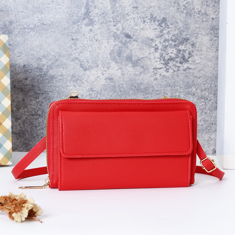 Pochette Cuir Bandoulière Femme Rouge  