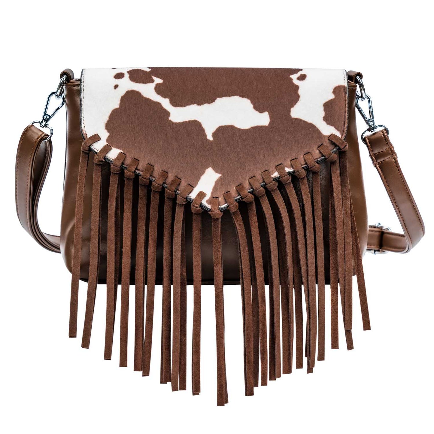 Sac Bandoulière Frange Marron vache  