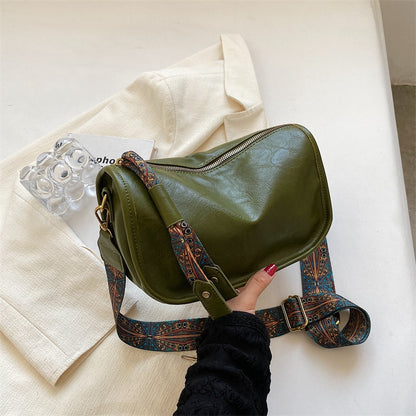 Sac Besace Marron Femme Vert 27x10x16cm 