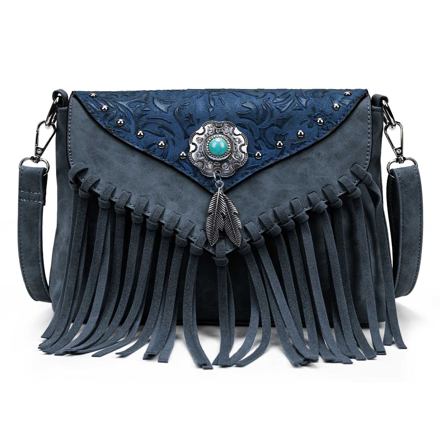 Sac Bandoulière Frange Bleu foncé  